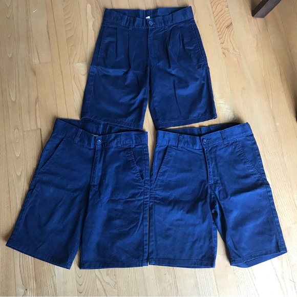 Izod navy blue uniform Shorts flat front pleated lot 3 youth boys size 8 medium - Picture 1 of 6